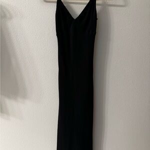 Classic Black Slip Dress - Sleek V-Neck Women’s Dress